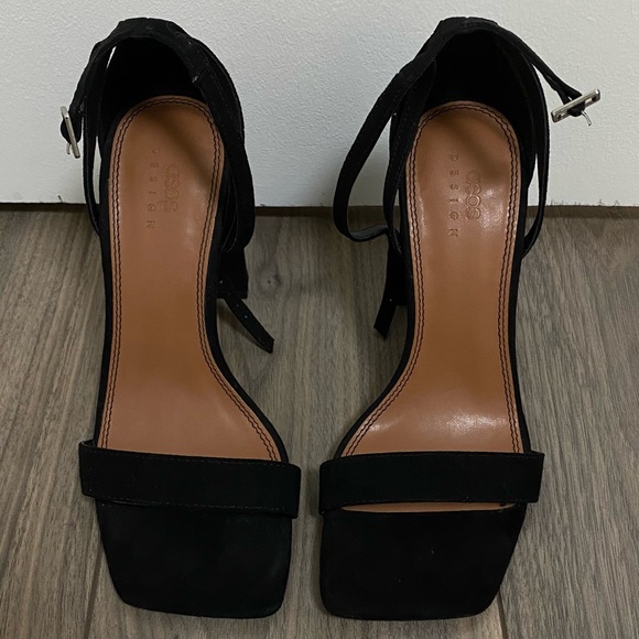 ASOS black strappy heels, square toe UK SIZE - Picture 2 of 5